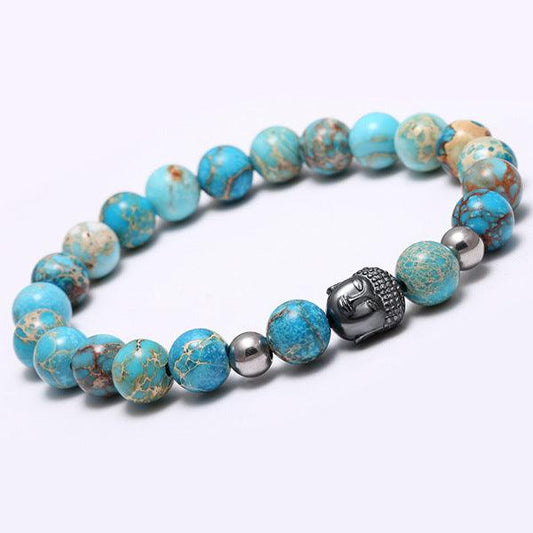 Natural stone bead bracelet healing balance Buddha head bracelet yoga bead bracelet
